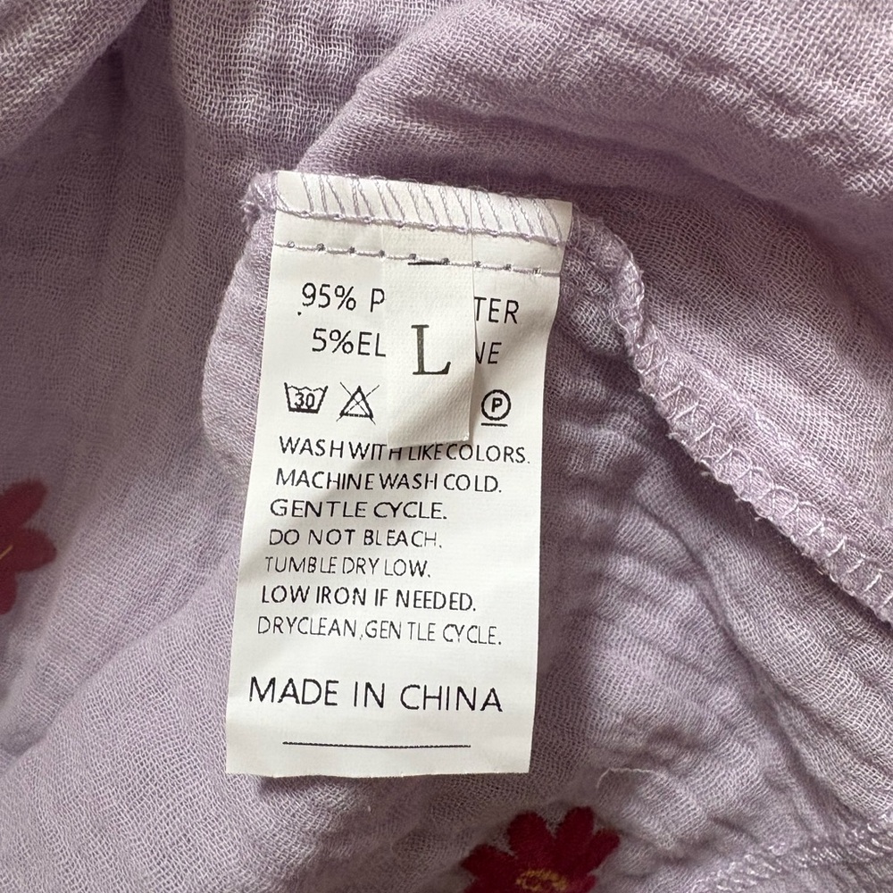 Lilac Floral Embroidered Maxi Dress Women's size L - Picture 6 of 7